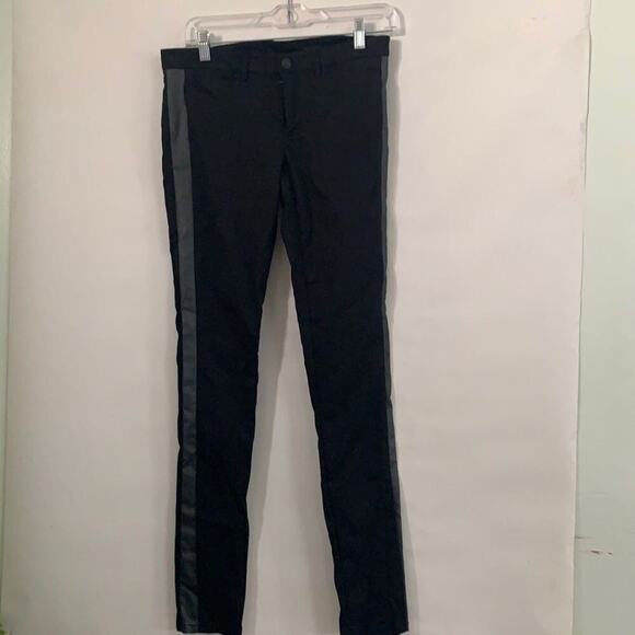 CLUB MONACO BLACK PANTS FAUX LEATHER SIDE SIZE 2 - Picture 2 of 7